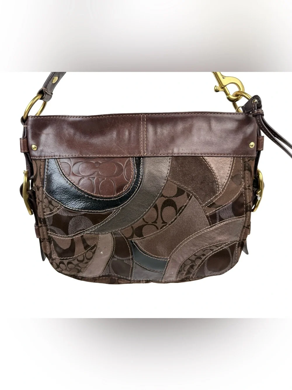 COACH Zoe Patchwork Mosaic Leather Hobo Shoulder Bag Handbag Y2K Purse 13515